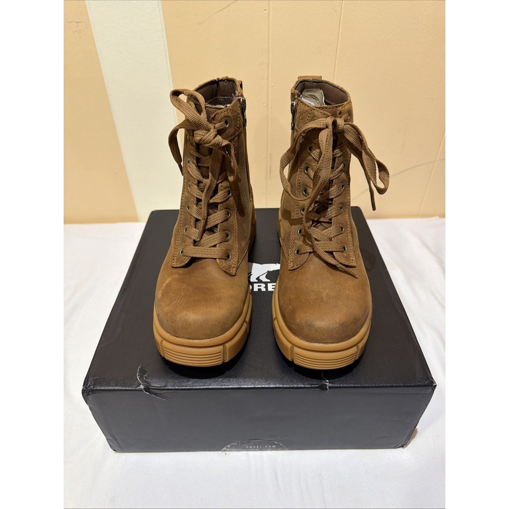 Sorel Women's Explorer Straight STRT Lace Waterproof Boot, Size 7 Velvet Tan
